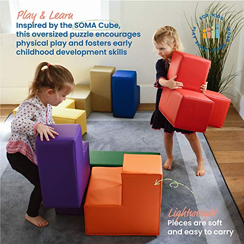 image for ECR4Kids SoftZone Brainy Soft Blocks, Soma Cube Puzzle, Educational Fo
