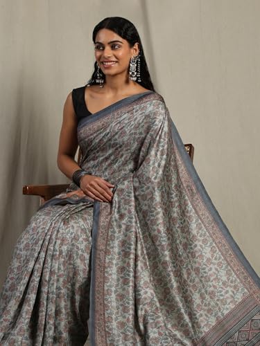 Image of Garden Vareli Pashmina Saree With Unstitched Blouse Piece