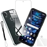 houge 【 ケース + 1枚 ガラスフィルム 】 京セラ KYOCERA DIGNO SX3 KYG02 用の ケース カバー クリア ソフト バンパー シェル スマホケース + ガラス フィルム 保護フィルム 液晶 強化 ガラス 硬度9H 貼り付け簡単 飛散防止 高透過率 保護ケース ソフトカバー背面 ンプロテクター 全面保護カバー 透明 耐衝撃 京セラ DIGNO SX3