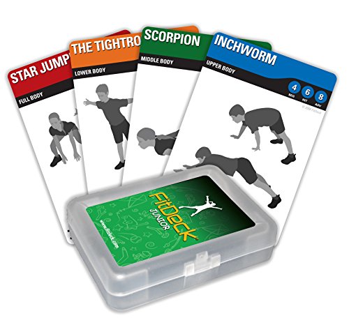 Fitdeck Illustrated Exercise Playing Cards for Guided Workouts, Junior