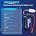 URGENEX 7.4V Lipo Battery with JST Plug 1200mAh 30C 2S Rechargeable Lithium Batteries Fit for Most 1/10 1/16 1/18 1/24 Scale RC Cars Racing Trucks and 1 to 2 USB Charger
