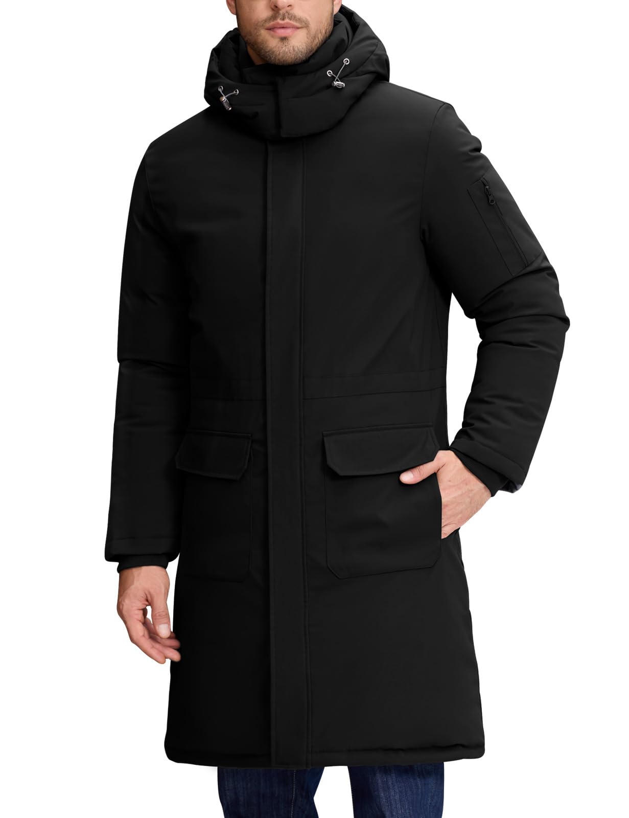 HEEKPEK Mens Winter Coats Long Parka Puffer Jackets Water Repellent Windbreaker Insulated Thicken Puffy Jacket with Hood