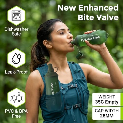 Image of PROBEROS Soft Flask 500ml TPU Collapsible Water Bottle with Soft Bite Valve for Running Hiking Cycling Outdoor Hydration