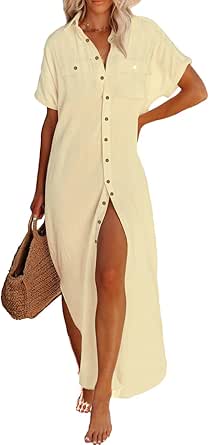 Bsubseach Dames badmode cover-ups shirtjurk voor vrouwen button down