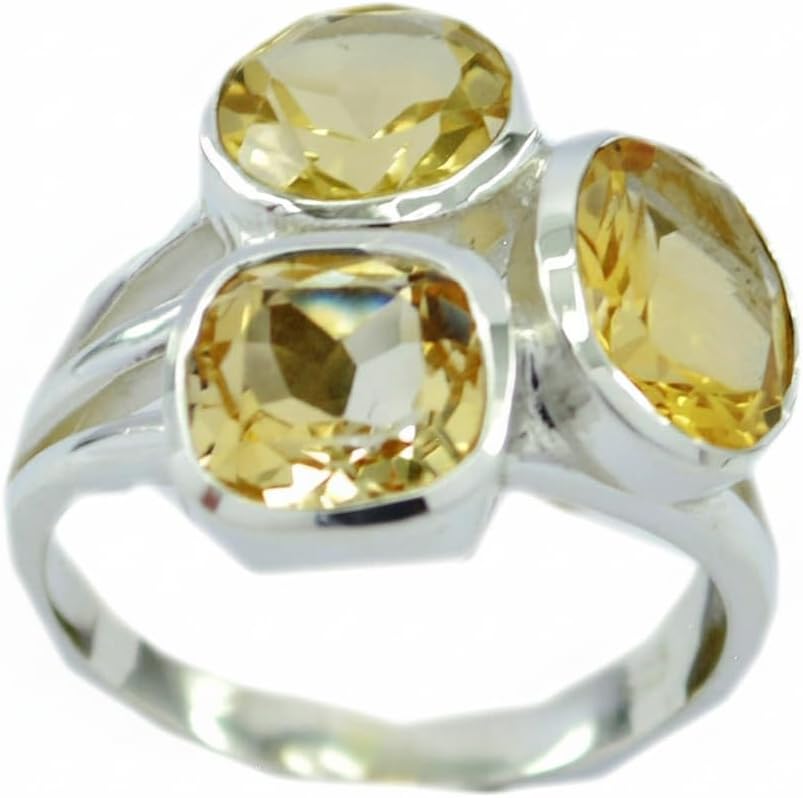 (-33%) Gemsonclick Natürliche Citrin Trending Ring Sterling Silber gemischte Edelstein Anweisung handgemachte Größe X