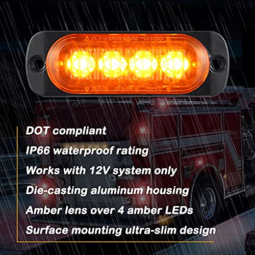 image for AT-HAIHAN Pack of 4 Aluminum Housing Amber LED Clearance Lamp Trailer 
