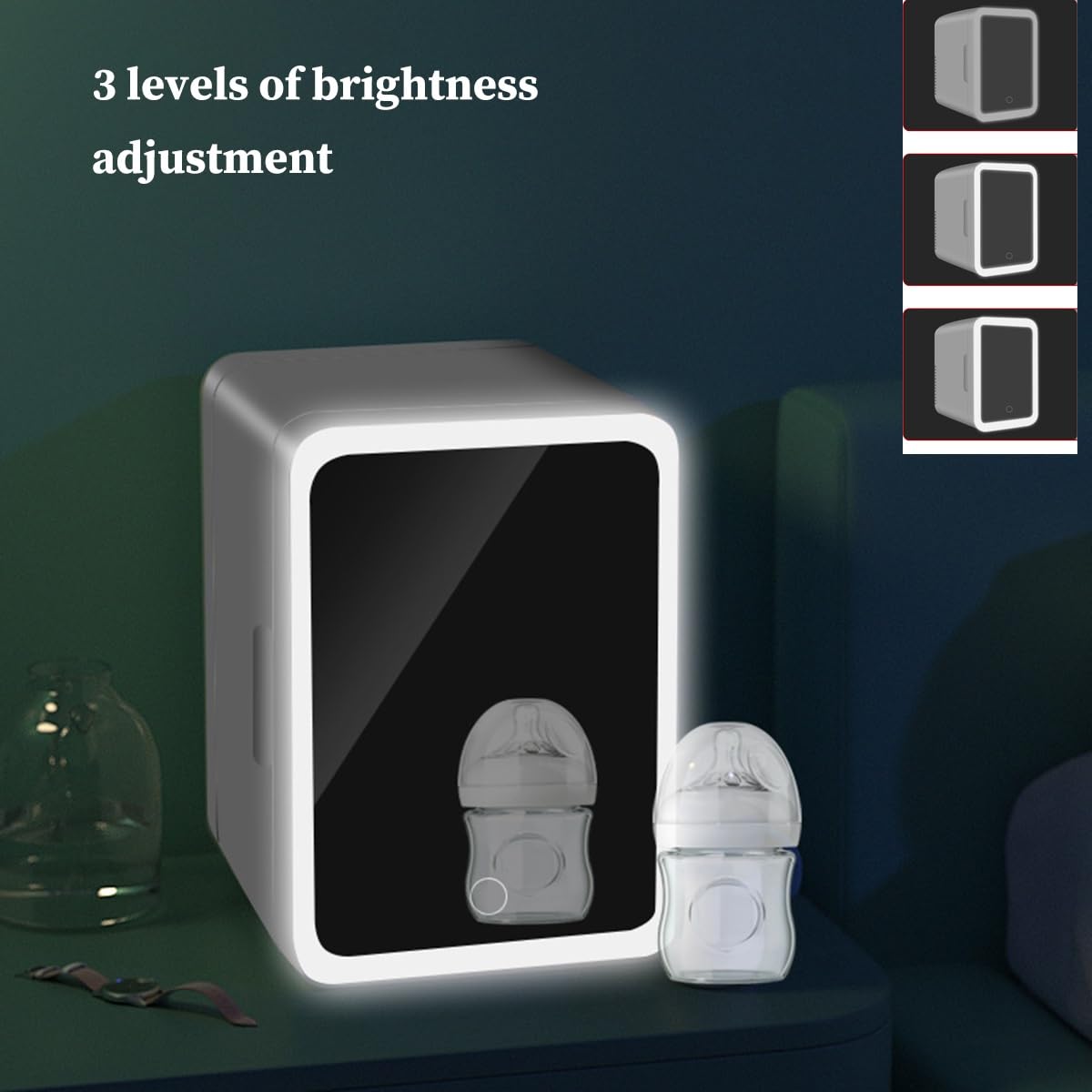 Lodówka Do Pielęgnacji Skóry, Lodówka Kosmetyczna Z Lusterkiem LED, Przenośna Lodówka Z Funkcją Ogrzewania I Chłodzenia, Mini Lodówka 4 L Do Sypialni, Samochodów I Akademików(Size:110V)
