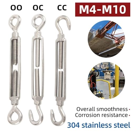 Turn Buckle Bolt 5PCS Adjust Chain Rigging Hooks & Eye Turnbuckle Wire Rope 304 Stainless Steel M4 M5 M6 M8 M10 Tension Device Line for Cable Railing Wire Rope Hardware Kit(OC Type-5PCS,M5) miniatura 2