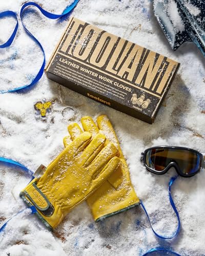 Image of toolant Winter Leather Work Gloves, Warm 3M Thinsulate Lining for Cold Weather Work, Thermal Insulated Gloves