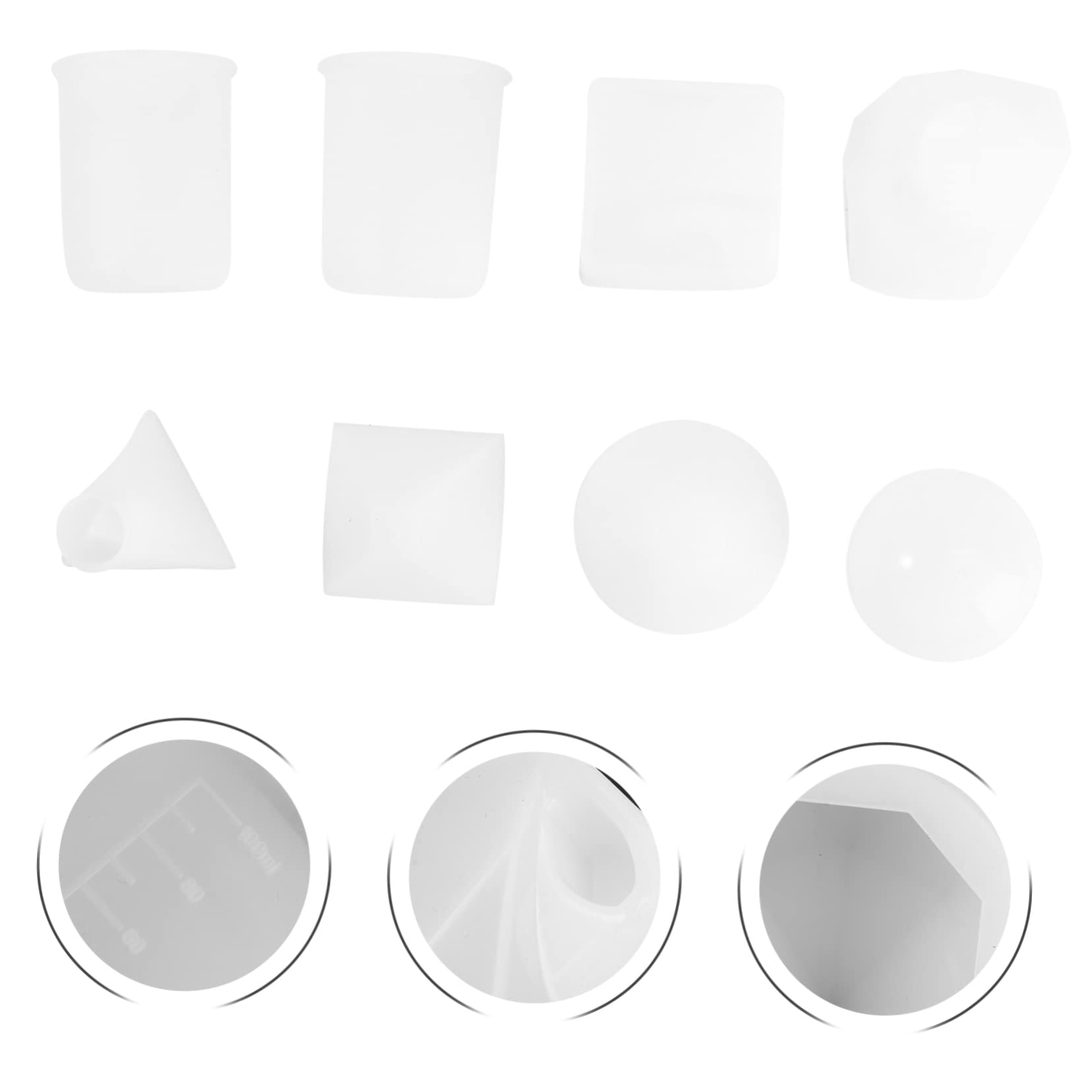 18stücke Silikonformen Für Harz Transparent Diy-schmuckformen Gießformen Für Epoxidharz Kugel Kubische Diamantpyramide Formen Mit Holzstäbchen Und Messbecher