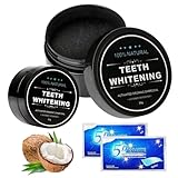 2 Pièces Blanchiment Dentaire Poudre Charbon Dent Blanche Charbon Dentaire Poudre Blanchissante Dents Haleine Fraîche Élimine Les Soin Haute Performance, Avec 2 Bandes Blanchissantes