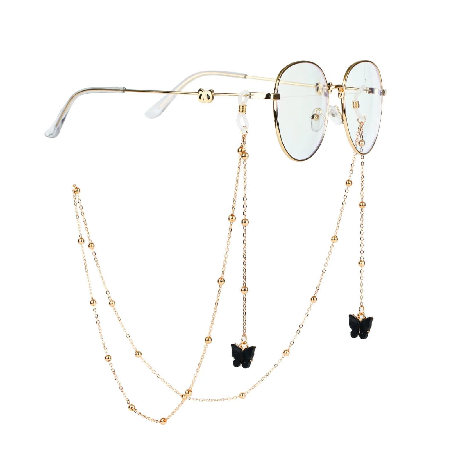 WUFANGBUCadena De Gafas Cadenas Para Gafas Doradas A La Moda Con Colgante De Mariposa Y Animal Colorido Cadena De Cuentas Para Gafas Para Mujeres Y Niñas Joyería Para Gafas De Sol