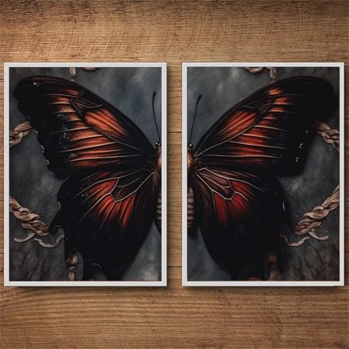 Affiche papillon noir gothique rétro TONGYINLI décoration murale salon 60x90cm lot de 2