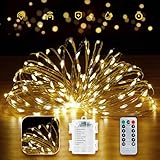 Starry String Lights Warm White Color LED's on a Flexible Copper Wire - LED String Light with 120 Individually Mounted LED's, 20ft