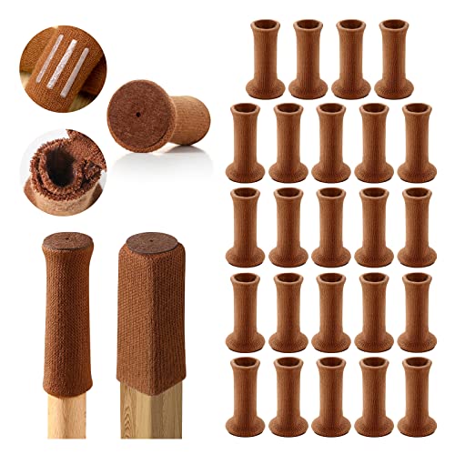 Lot de 24 paires de chaussettes de chaise tricotées pour pieds de chaise, empêchent les rayures, antidérapantes et réduction du bruit, s'adaptent aux tables de 2.5 à 5.1 cm de diamètre,Marron Cover