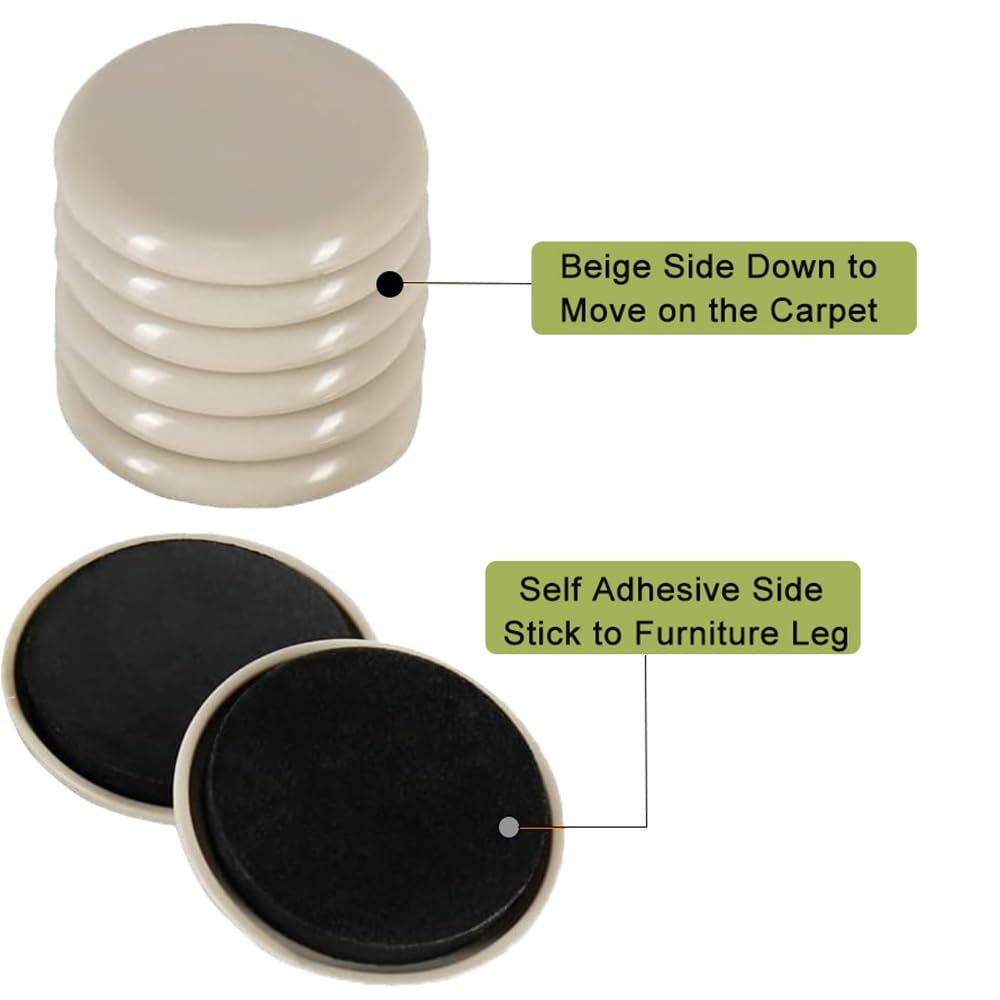 Deslizadores de sillas Deslizadores de Muebles Deslizadores de alfombras Almohadillas for Mover Muebles Protectores de Piso for Patas de sillas(24 PCS_38MM)