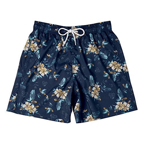 Shorts De Praia Estampado Floral Sombreado, Mash, M, Azul Marinho, Masculino