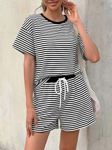 Image of VILOVE 4th of July 2 Piece Sequin Outfits Women 250 Anniversary Usa Shirts and Short Sets Casual Patriotic Shirt Summer Set