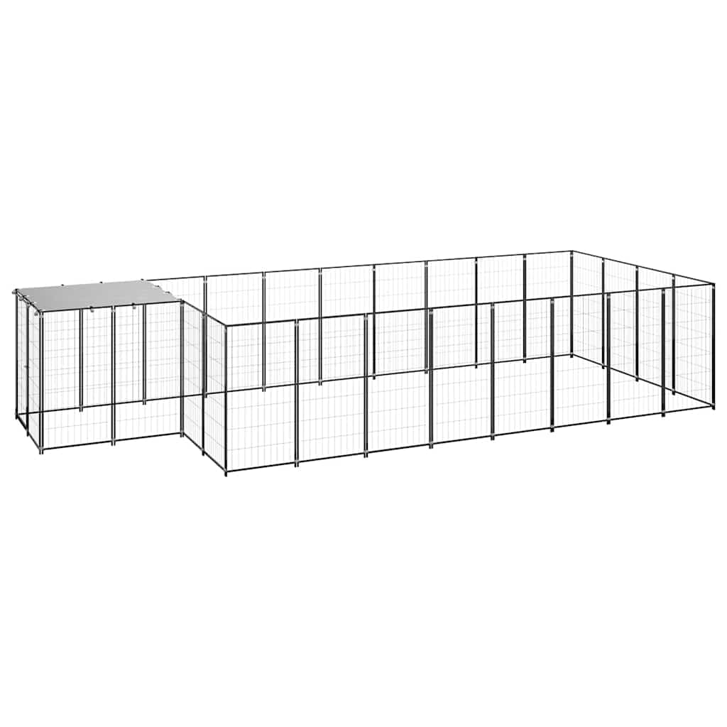 Cuccia per cani con tetto in acciaio, 550 x 220 x 110 cm | Ampio recinto per animali da giardino con robusta griglia in acciaio, tetto in polietilene e porta richiudibile per una