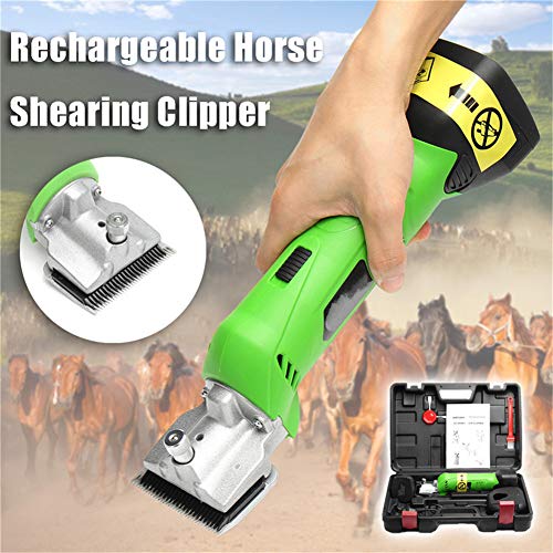 Professional Cordless Electric Horse Hair Clipper, 200W & 4000mah Battery Low Vibration Electric Equine Shears, Hair Grooming Trimmer for Pet & Livestock Coats