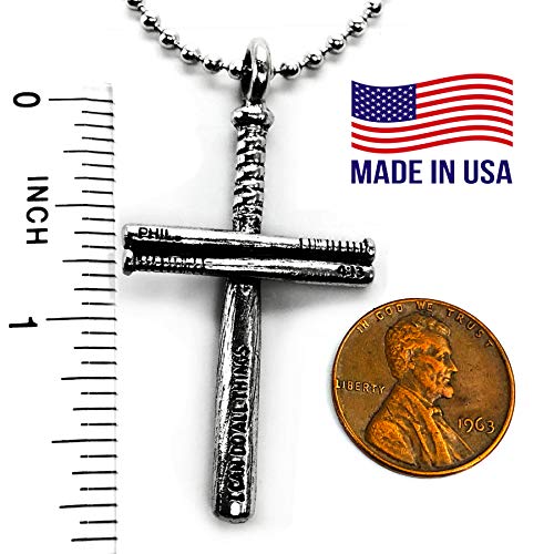Forgiven Jewelry Baseball Bat Cross Necklace In Pewter #TOP3