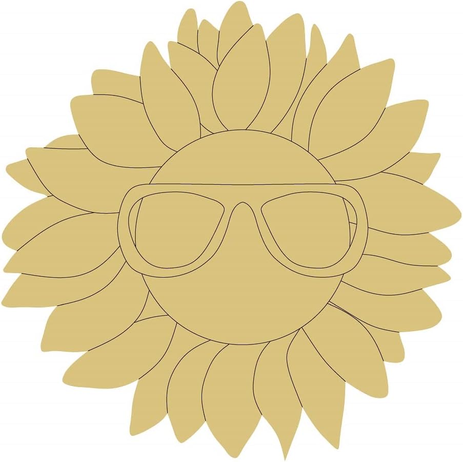 Sunflower Design by Lines Cutout Unfinished Wood Nature Summer Party Flower Door Hanger MDF Shaped Canvas Style 5 Art 1 (24")