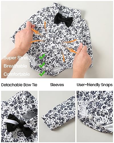Image of YALLET Baby Boy Clothes Suit 0-24 Months Infant Gentleman Outfits Formal Dress Shirt+Bowtie+Vest+Pants Set Baby Wedding Suits