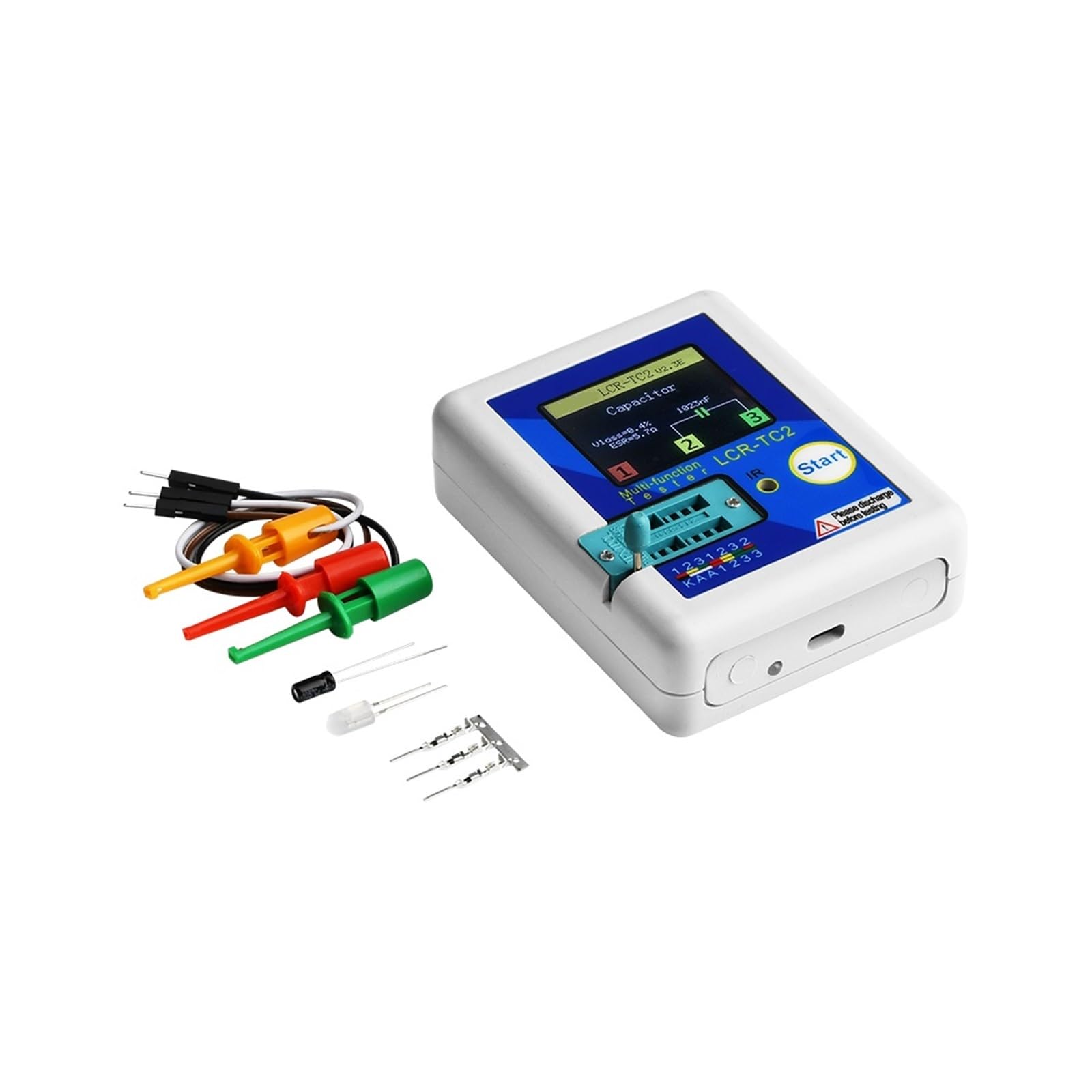 Tester Tranzystorów Precyzyjny Miernik Cyfrowy LCD Dioda Trioda Pojemność ESR MOS/PNP/NPN LCR MOSFET TFT(LCR-TC2)