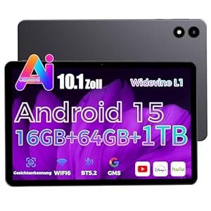 RebotAi 2026 Neuestes Tablet 10.1 Zoll Android 15 mit Gemini AI, 16GB RAM + 64GB ROM, GMS Widevine L1, WiFi 6 & BT 5.0, Dünn und leicht Tablet mit Gesichtserkennung