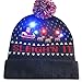 Produktbild Ears Männer Frau Damen Weihnachtsmütze Weihnachtsmann Elch Drucken Geweih Süß Mütze Stricken Beleuchten Bunte Lichter Festlicher Hut Faser Leuchtende Mütze Winter Warm bleiben