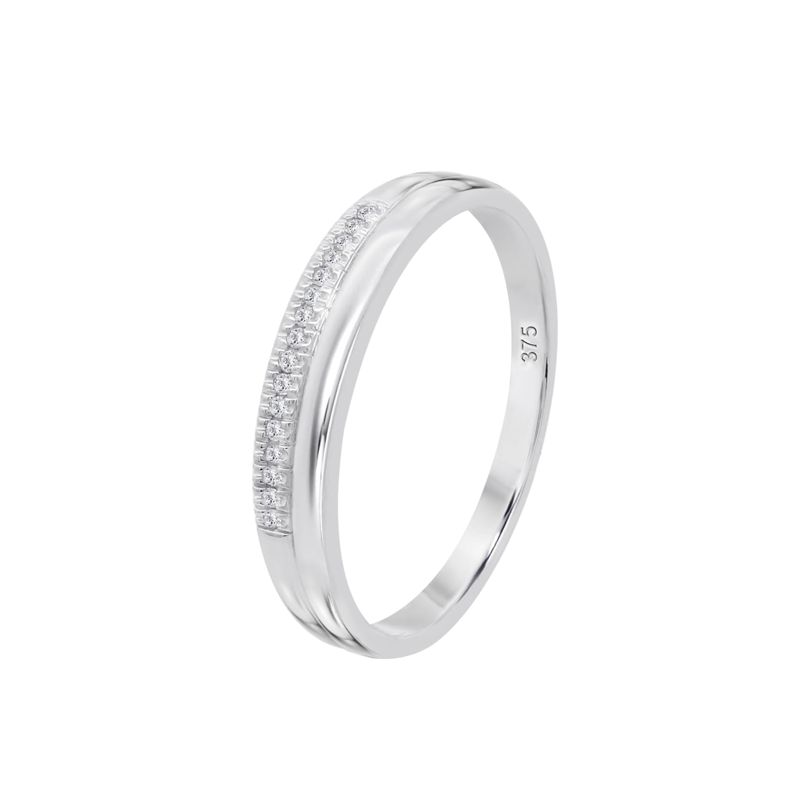 Time RoaD Anillo Mujer con Diamantes Oro Blanco 9K de 375 ml - Diseño Ergonómico y Ajuste Perfecto DIA00027 - Ideal para Compromiso - Pedida - Alianza - Promesa - Anillos Mujer