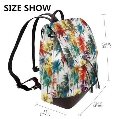 Tropical Hawaiian Palm Leaves Lightweight Daypack Bag Microfiber PU Leather Backpack for Travel Business Commute Gym2