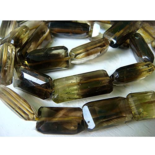 Quartz Citron bicolore en perles rectangles pour création de bijoux de lithothérapie