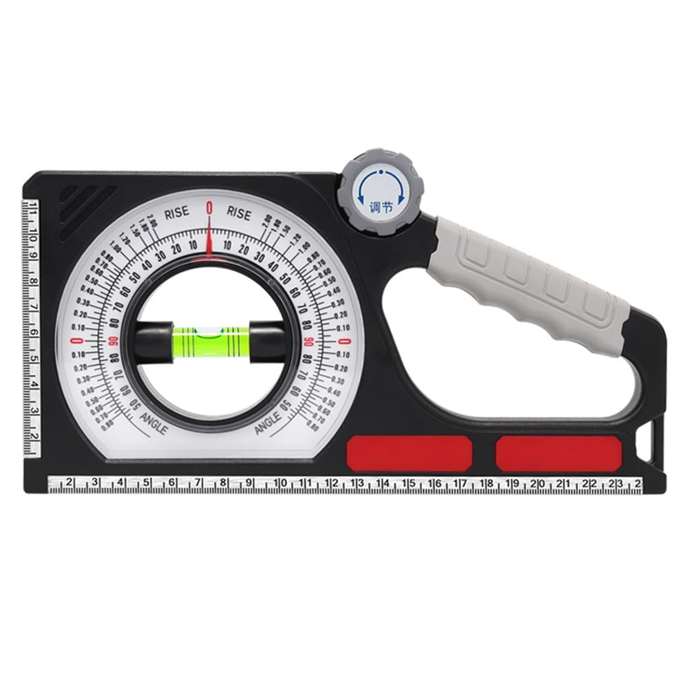 Littimoon 1 Piece Pitch Gauge Multi Function Slope Gauge Construction Engineering 130° Angle Finder with Carabiner