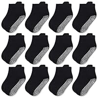 GRPSKCOS Toddler Ankle Socks Non Slip- 12 Pairs Baby Boys Girls Grips Socks Anti Skid for 0-7 Years Kids Children