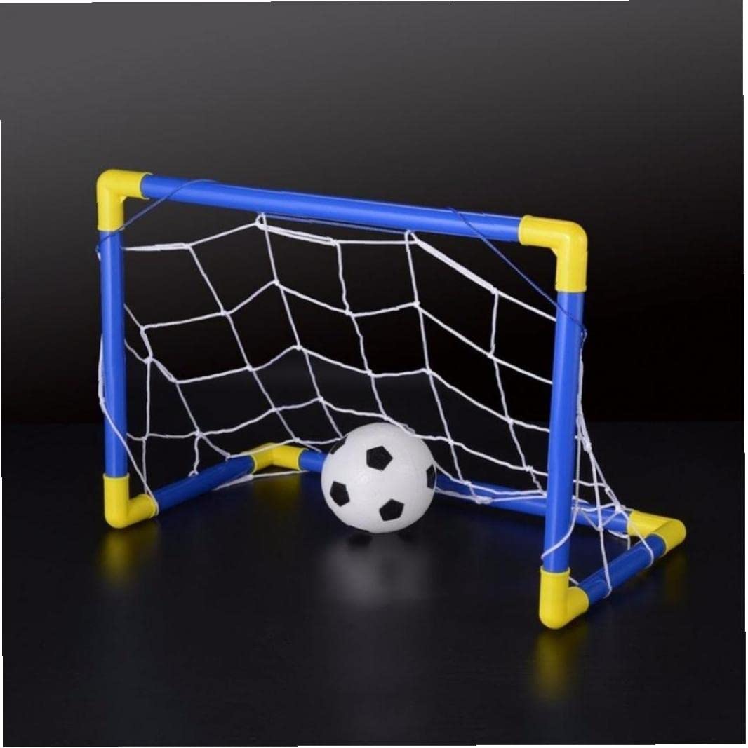 Froiny Mini Folding Football and Soccer Ball Goal Post Net Set with Pump  Kids Sport Indoor Outdoor Home Toy Child Birthday Gift Yellow