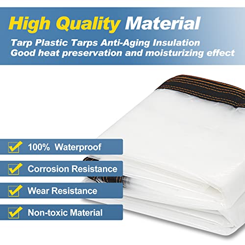 Ucinnovate Clear Tarp 6.5Ft×10Ft Waterproof Clear Plastic Tarp 10 Mil Clear Tarpaulin Cover With Grommets For Garden Patio Lawn Plants Greenhouse Or Pet Hutch Roof #TOP3