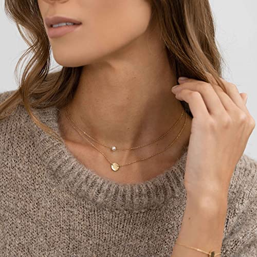 Image of Tewiky Dainty 14k Gold Plated /Silver Cubic Zirconia Necklaces for Women, Simple CZ Jewelry Necklaces Trendy Gifts