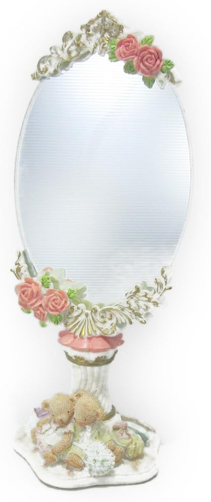 Amazon Co Jp かわいい 姫系 卓上鏡 ゴージャスな スタンドミラー 薔薇 テディベア 楕円形 ピンク ビューティー