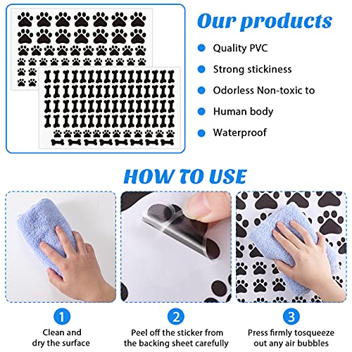 144 Pieces Dog Decor Stickers Dog Paw Print Stickers Dog Paw And Bone Wall Decals Animal Footprint Wall Decoration For Kids Boy Girl Room, Baby Nursery Bedroom, Living Room, Animal Tracks Decor #TOP6