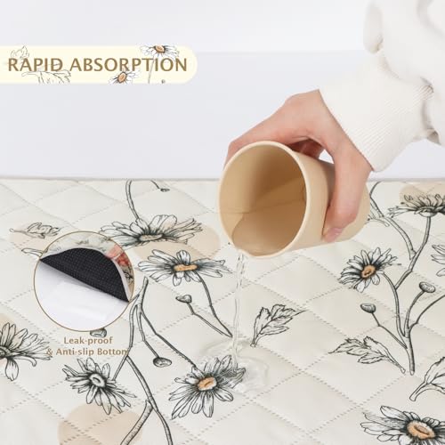 Image of IEUUMLER Washable Pee Pads for Dogs, 2 Pack Non-Slip & Waterproof Pack Whelping Pad, Reusable Washable Puppy Potty Training Pad with Fast Absorbent for Playpen EU007 (Beige Daisy, 24 inchX18 inch-2pcs)