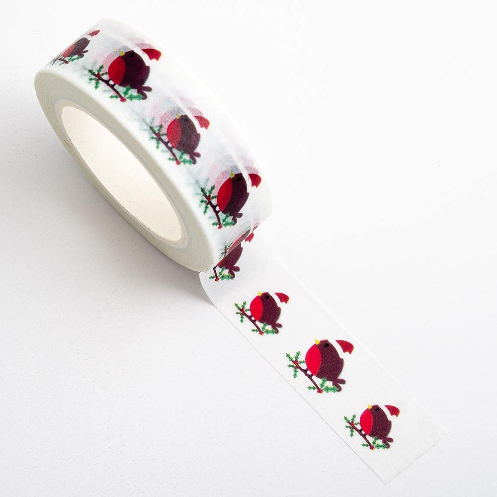 Italian Options Christmas Robins Adhesive Washi Tape (15mm x 10 Metre)