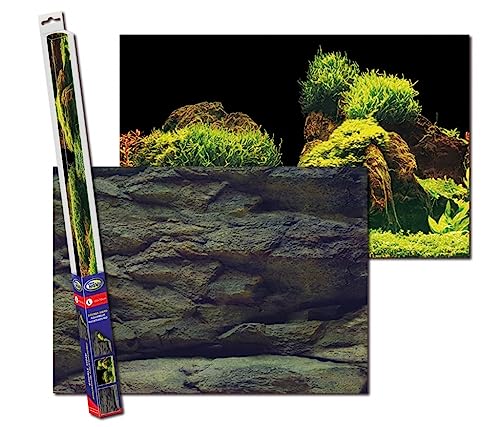 Aqua Nova Aquarienhintergrund doppelseitig maĂźgeschneidert. Felsen-Pflanzen 100x50cm, Rock/Plants L
