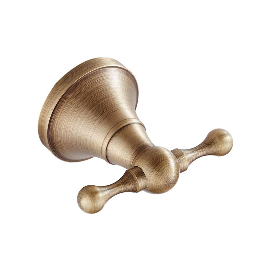 DXTFDHB Brass Towel Hooks, Double Robe Hooks, Vintage Retro Design Wall Mounted Solid For Bathroom Bedroom