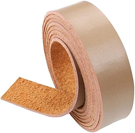 picheng Leather Strap Khaki 1 Inch Wide 72 Inches Long, Leather belt Strips Very Suitable for Pet Collars, Traction Ropes,Belts, Keychains, Leather Watch Straps DIY Craft Projects (Khaki)