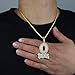 Letter O Block Pendant Necklace Gold Plated Iced Out Bling CZ Cubic Zirconia Micro Pave Charm Men Women HipHop Jewelry IE1SG (Platinum Plated- Rope Chain 46cm)