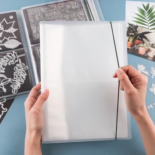 Image of Stamp and Die Storage Bag and Rubber Magnetic Sheets,die Storage Set for Storage Die Cutting DIY Scrapbooking,Large Clear Sticker Photo Storage Album Stamp & Cutting Dies Storage Book Organizer Folder
