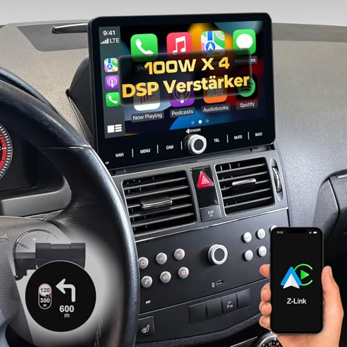 DYNAVIN Android Autoradio GPS pour Mercedes Classe C W204 2007-2011: 10,1 Pouces Radio avec Wireless CarPlay et Android Auto | Head-up Display | Dab+ Radio:...