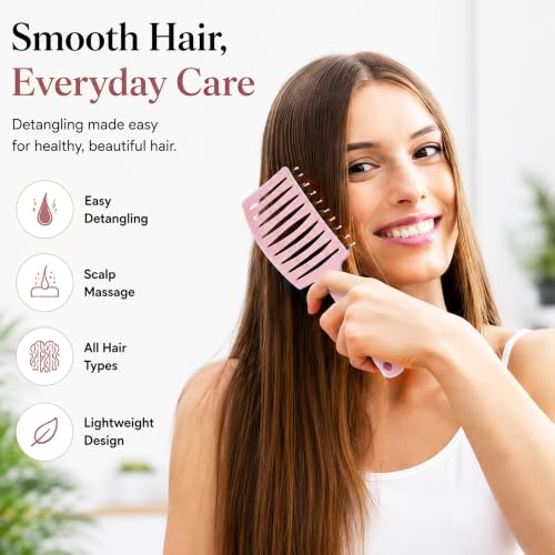 Image of GLUN Portable Detangling Hair Brush Pack of 1 Pink Colour, Curly & Straight Hair Brush for Women & Men Accessories Use in Salon, Home & Personal Use