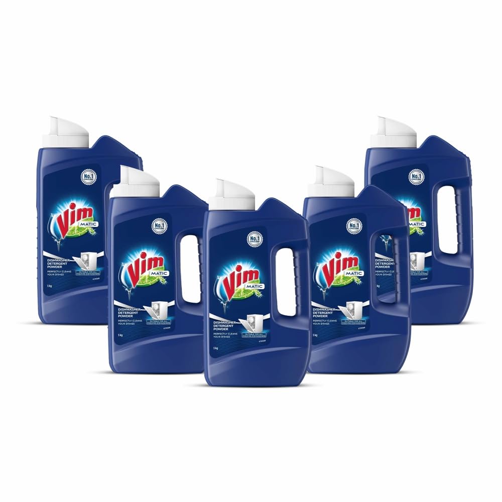 Vim Matic Dishwash Detergent Powder, 1 kg | Suitable For All Dishwashers | With Powerful Enzymes To Cut Through Grease And Tough Stains (Pack of 5) (B0D6BM375N) Amazon Price History, Amazon Price Tracker